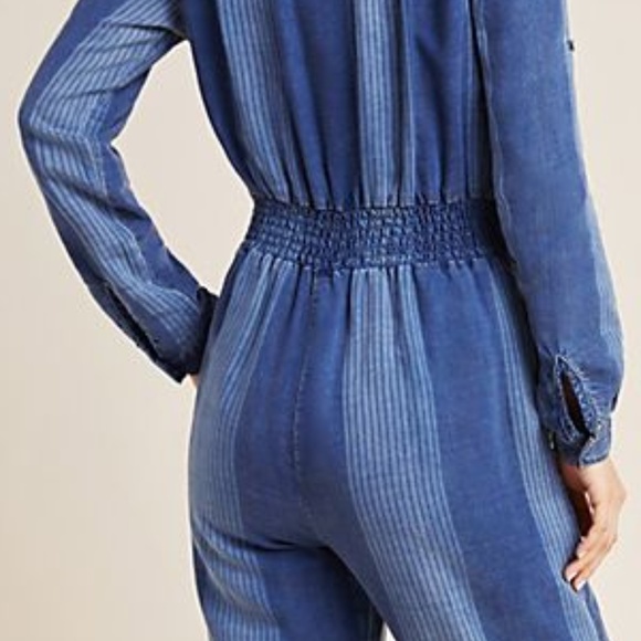 Anthropologie Cloth Stone Laney Chambray Jumpsuit - Picture 4 of 6